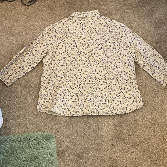 Faded Glory Purple Floral Shirt 3/4 quarter sleeves - Picture 5 of 5